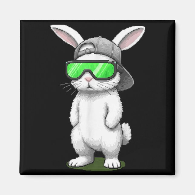 Aimant Lunettes de soleil de lapin chapeau lapin cool pix (Devant)