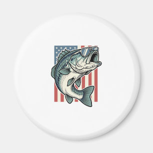 Aimant Lunettes de soleil de pêche à la basse patriotique