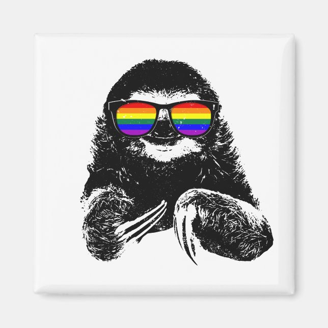 Aimant Lunettes de soleil Fierté Sloth LGBTQ (Devant)
