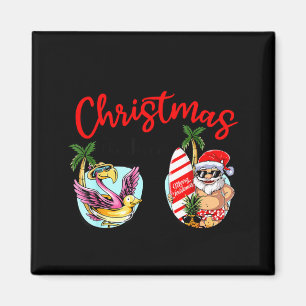 Aimant Lunettes de soleil Noël en juin santa flamant rose
