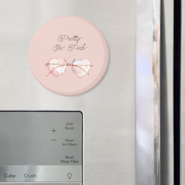Aimant Lunettes de soleil rose cœur joli  (In situ (réfrigérateur))
