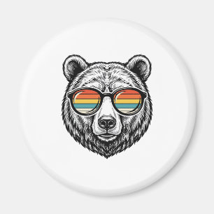 Aimant lunettes de soleil vintage ours graphisme vectorie