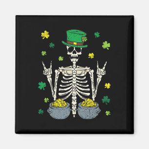 Aimant Lutrin de lutin squelette Saint-Patrick Shamrock C