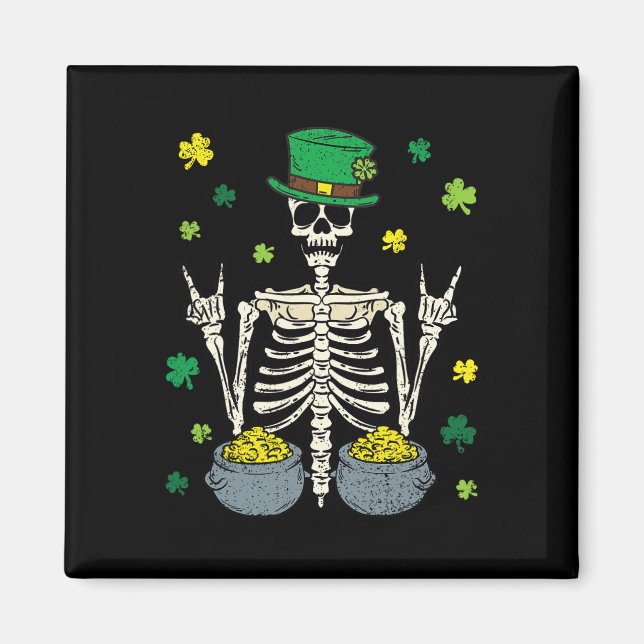 Aimant Lutrin de lutin squelette Saint-Patrick Shamrock C (Devant)