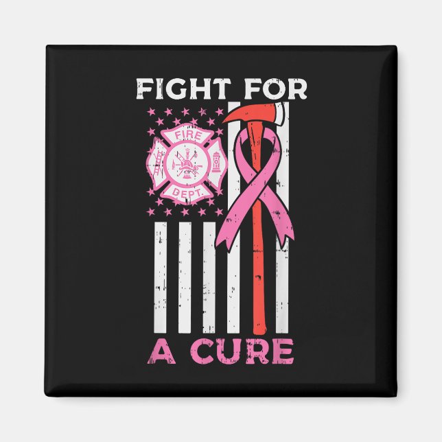 Aimant Lutter Pour Un Pompier Cure Us Drapeau Cancer Du S (Devant)