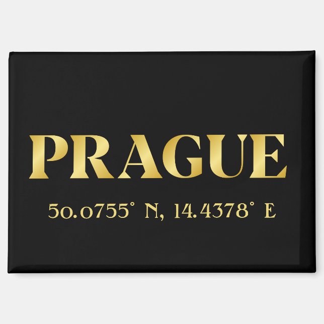Aimant Lux Gold Prague Latitude et Longitude  (Recto)