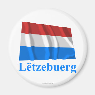 Aimant Luxembourg Drapeau avec nom en luxembourgeois