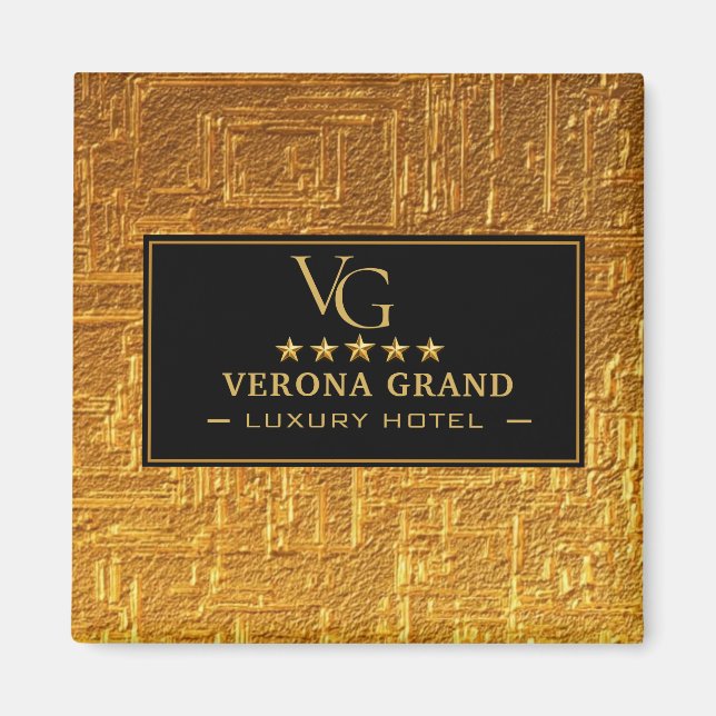 Aimant Luxury Gold Foil Five Star Hotel Branding Elegant  (Devant)