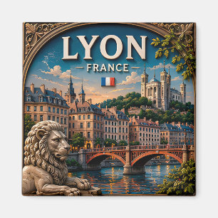 Aimant 🏛️ Lyon France Vue de la ville historique au bord