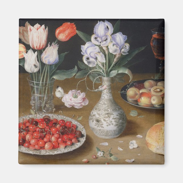 Aimant Lys, tulipes, cerises et fraises (Devant)