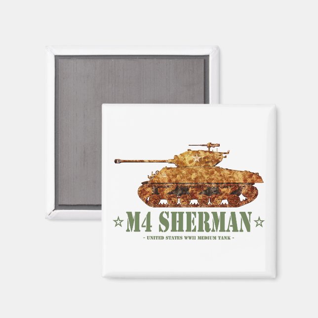 Aimant M4 Sherman Deux 2ÈME GUERRE MONDIALE américains à  (Recto/Verso)