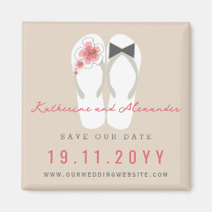 Aimant M. et Mme Flip Flops Mariage à l'Hibiscus Enregist