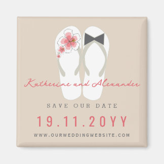 Aimant M. et Mme Flip Flops Mariage à l'Hibiscus Enregist