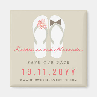 Aimant M. et Mme Flip Flops Mariage d'été À Sauvegarder L