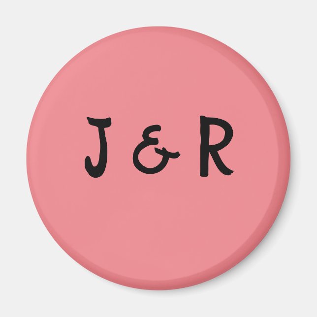 Aimant m. et mme mariage rose personnalisé (Devant)