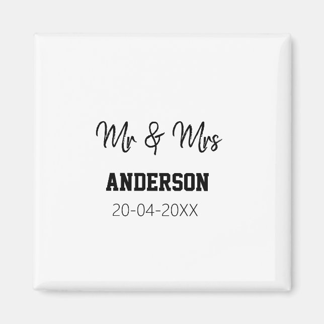 Aimant M. & Mme ajouter nom de famille date année mariage (Devant)