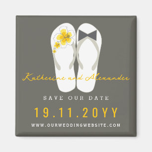 Aimant M. & Mme Flip Flops Mariage à l'Hibiscus Enregistr
