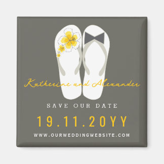 Aimant M. & Mme Flip Flops Mariage à l'Hibiscus Enregistr