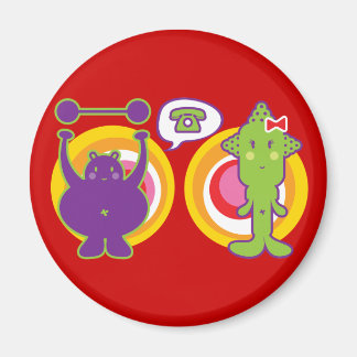 Aimant M. Purple & Miss Green Cute Caractère de dessin an