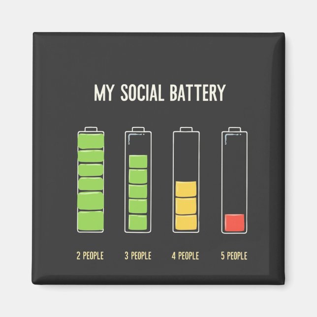 Aimant Ma batterie sociale introvertit l'Humour social (Devant)