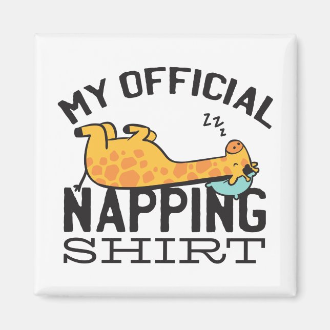 Aimant Ma chemise de sieste officielle - Giraffe endormie (Devant)