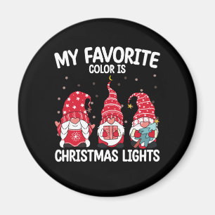 Aimant Ma couleur préférée est Gnome de lumières de Noël