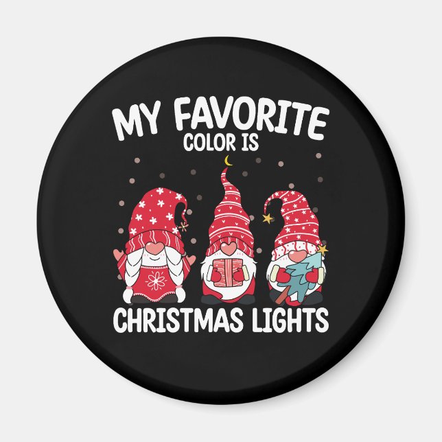Aimant Ma couleur préférée est Gnome de lumières de Noël (Devant)