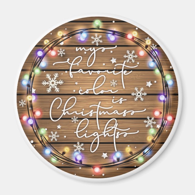 Aimant Ma couleur préférée est les lumières de Noël (Devant)