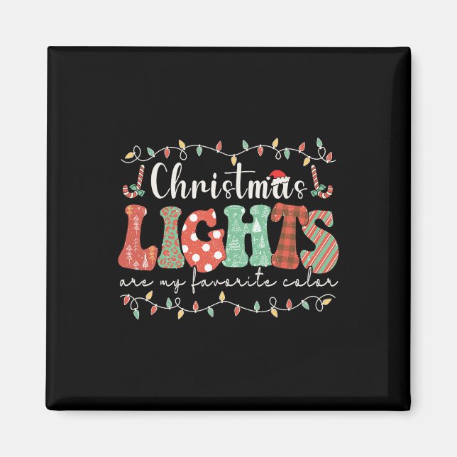 Aimant Ma couleur préférée est lumière de Noël Joyeux Noë (Devant)