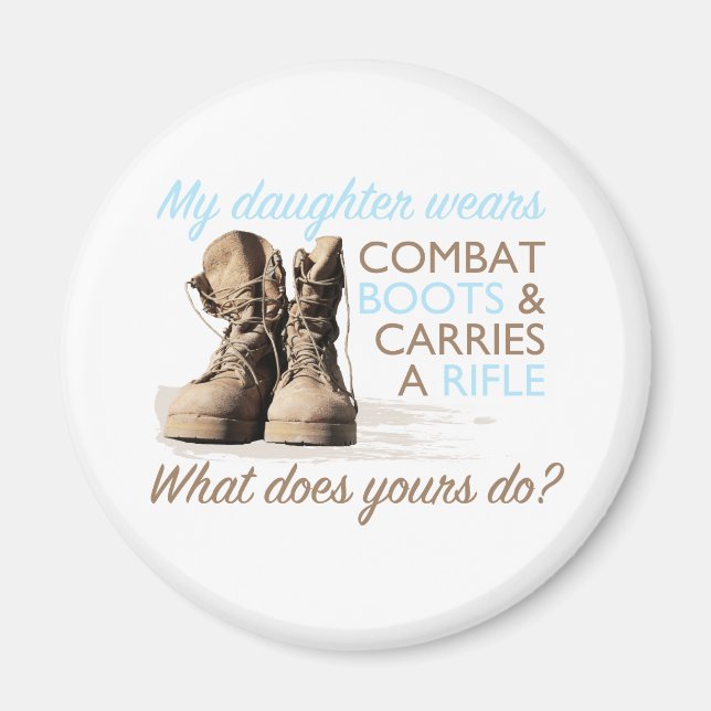 Aimant Ma fille porte des bottes de combat (Devant)
