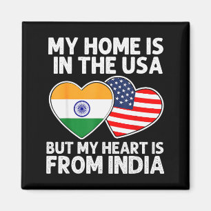 Aimant Ma maison États-Unis, mon cœur Inde Fierté américa