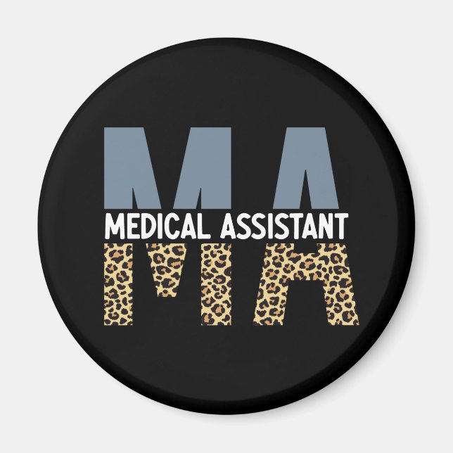 Aimant MA Médicale Assistant Empreinte de léopard (Devant)