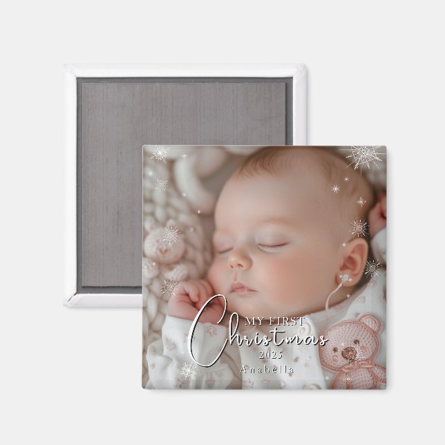 Aimant Ma première photo de bébé de Noël (Recto/Verso)