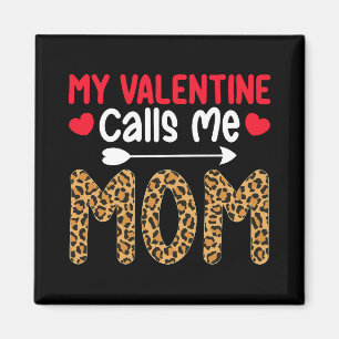 Aimant Ma Saint-Valentin m'appelle maman léopard plaid bu