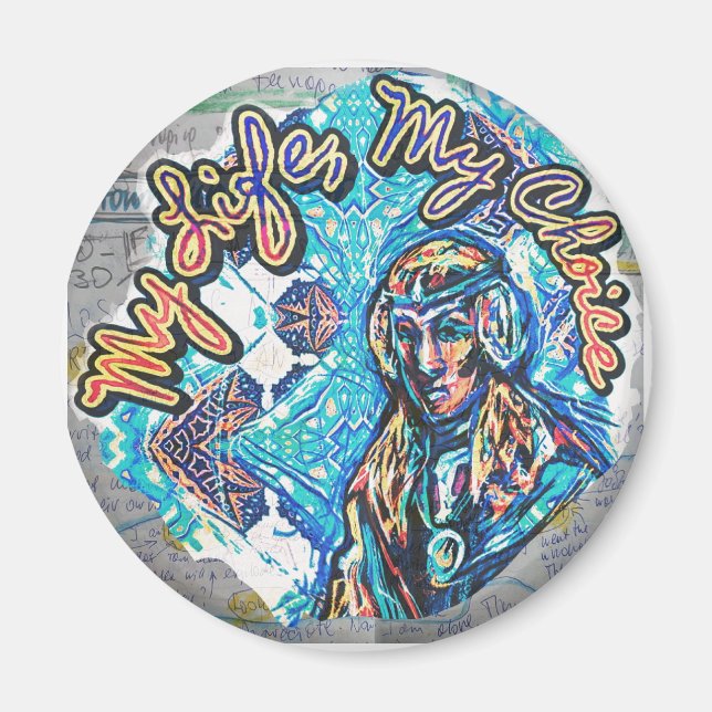 Aimant Ma Vie, Mon Choix. Femme princière et fractale (Devant)