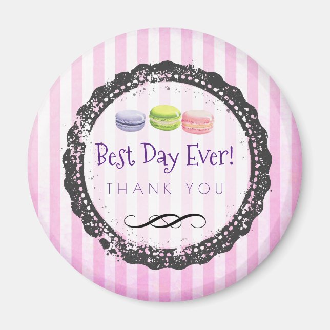 Aimant Macaron meilleur jour jamais Merci (Devant)