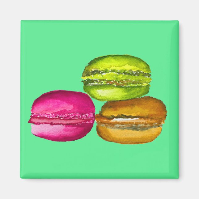 Aimant Macarons colorés aquarelle art funky (Devant)