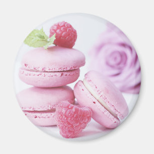 Aimant Macarons framboises roses Pâtisserie française Pho