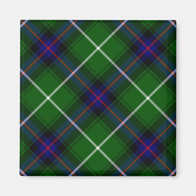 Aimant MacDonald tartan bleu vert plaid (Devant)