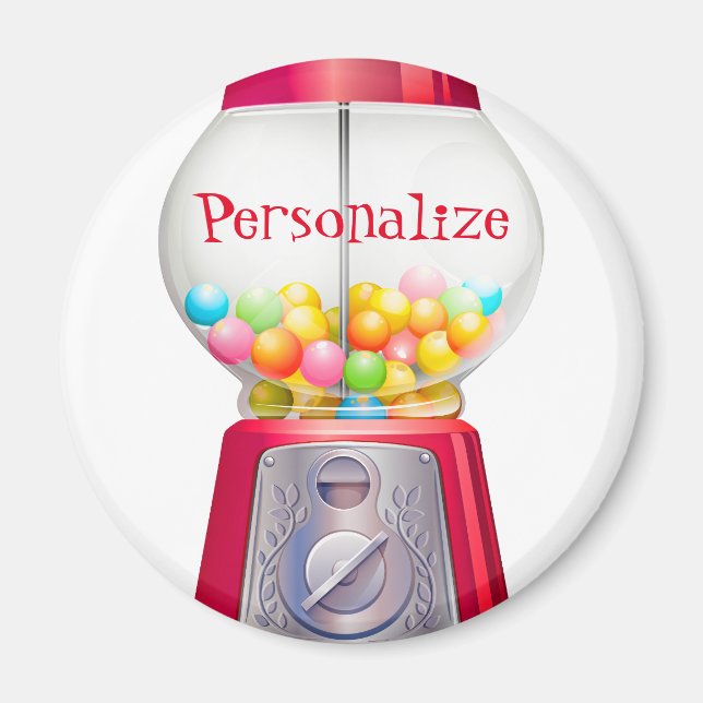 Aimant Machine à gumball bublegum vintage rouge mignon (Devant)