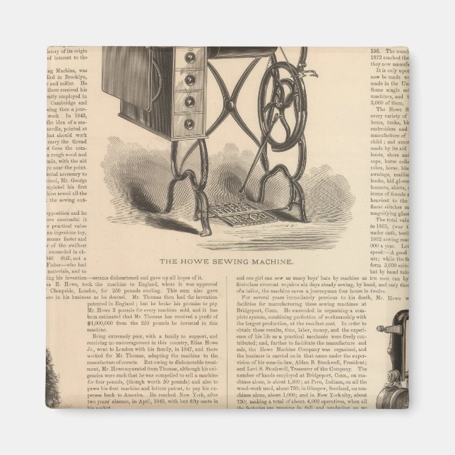 Aimant Machines à coudre à chaud avec croquis de l'invent (Devant)