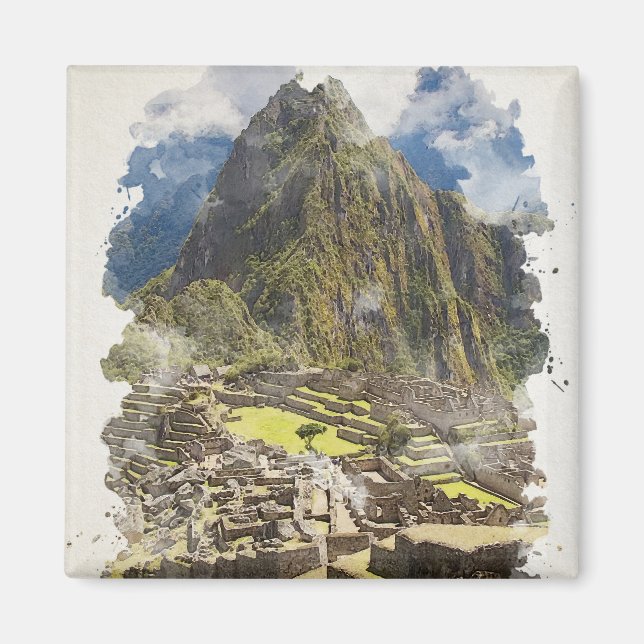 Aimant Machu Picchu Pérou Watercolor Art Invitation (Devant)
