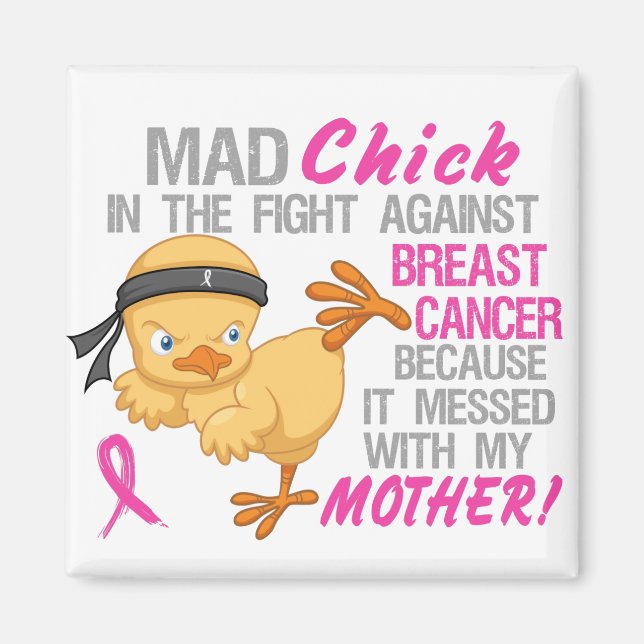 Aimant Mad Chick Messed Avec Mère 3L Cancer Du Sein (Devant)