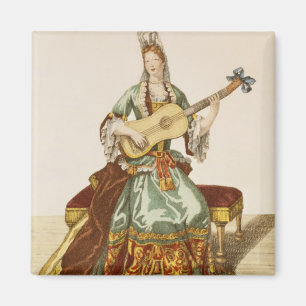 Aimant Madame de qualité jouant la guitare, plat de mode