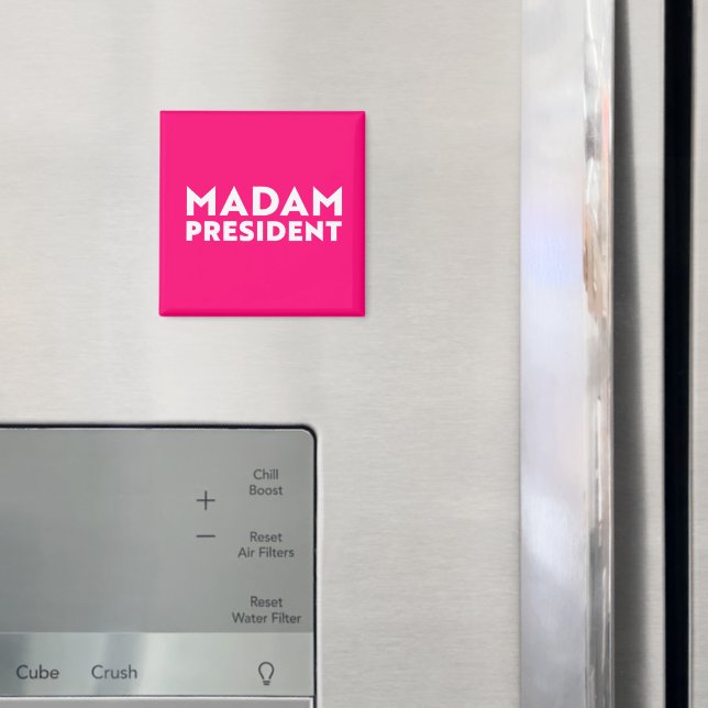 Aimant Madame la Présidente typographie moderne rose vif (In situ (réfrigérateur))