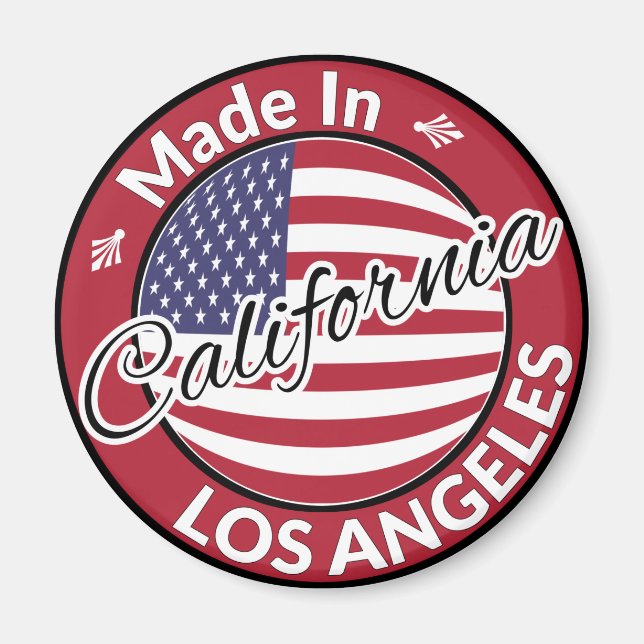 Aimant Made in Los Angeles California Stars Stripes Flag (Devant)