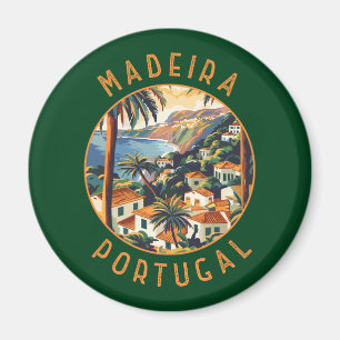 Aimant Madeira Portugal Cercle retro en détresse