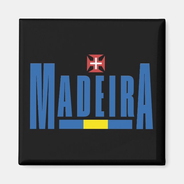Aimant Madeira Texte et couleurs du drapeau (Devant)