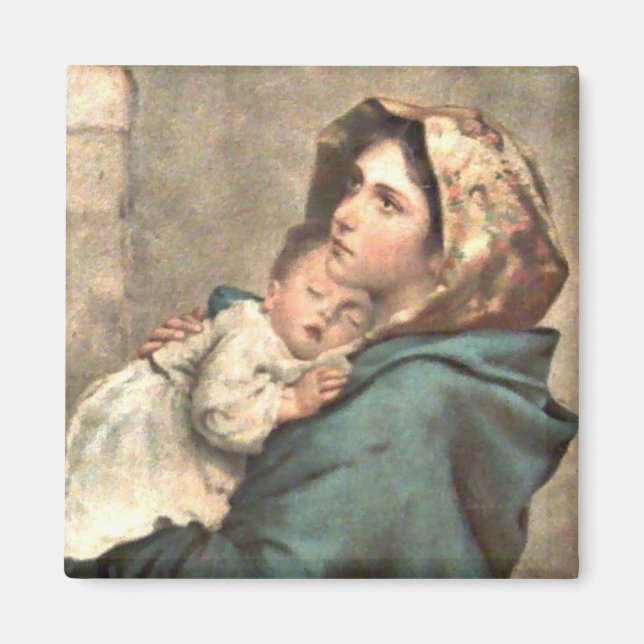 Aimant Madonna à Scarf porte le bébé Jésus (Devant)