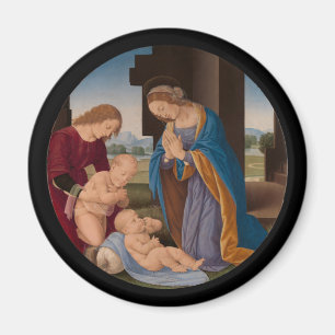 Aimant Madonna adorant l'enfant avec le saint infantile